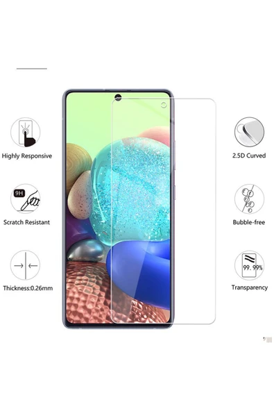 Glazef Samsung Galaxy A71 Ekran Koruyucu Cam Tam Uyumlu Temperli Cam Kırılmaz Cam - 1