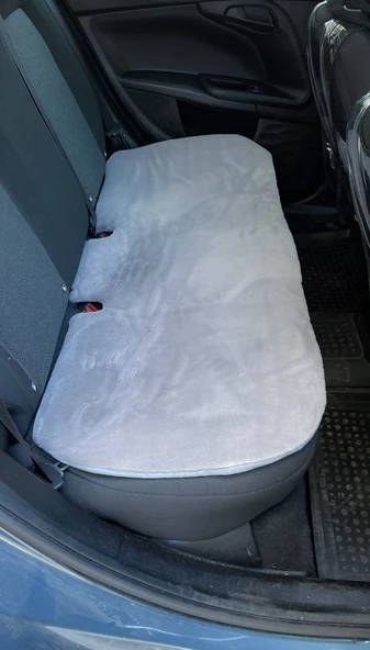 Yumuşak Tüylü Peluş Serme Oto Koltuk Kılıfı Koruyucu Minder Ön Arka Gri - Resim 4