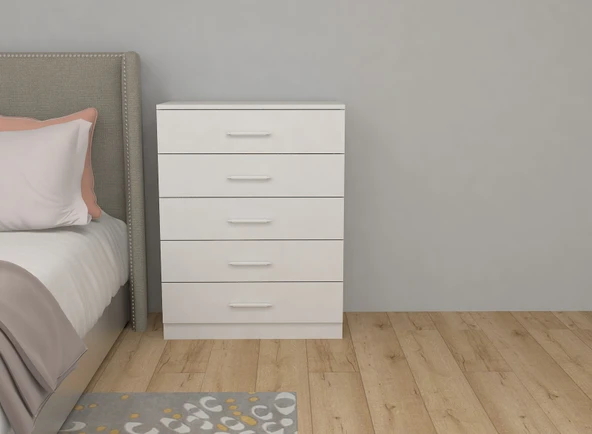 ABETE MOBİLYA 5 Çekmeceli Şifonyer  / Beyaz