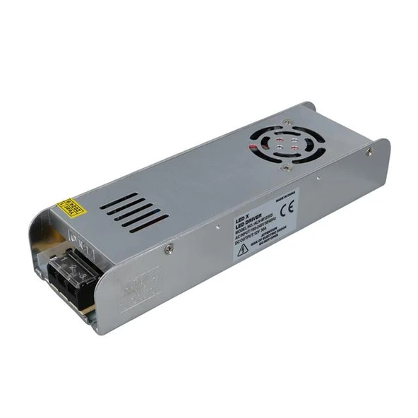 Ledx ALN-M1230S 12 Volt 30 Amper 360 Watt Fanlı Slim Metal Kasa Adaptör 225X65x38mm - 2
