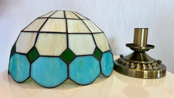 Yüceeller Tavan Vitray Eskitme Avize 30cm 12" Yeşil - 4