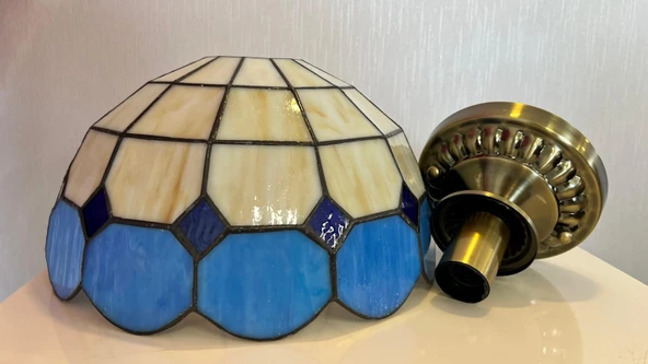 Yüceeller Tavan Vitray Eskitme Avize 30cm 12" Mavi - 2