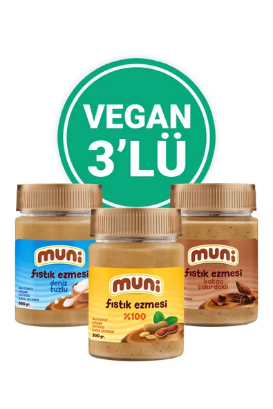 muni Fıstık Ezmesi Vegan 3'lü