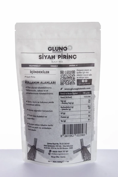 Gluno Glutensiz Siyah Pirinç 500g - Resim 2