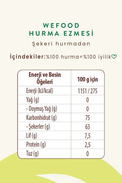 Wefood %100 Sade Hurma Ezmesi 400 gr 3'lü - 5