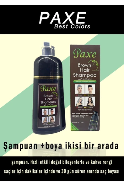 Paxe Brown Hair Shampoo Beyaz Saç Kapatıcı Şampuan Kahverengi Renk 400ML - 2