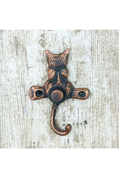 HOUSE2HOME El Yapımı Pirinç Kedi Kapı Zili. Bakır