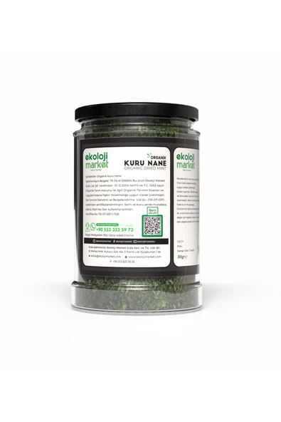 Ekoloji Market Organik Glutensiz Kavanoz Nane 30 gr - 3