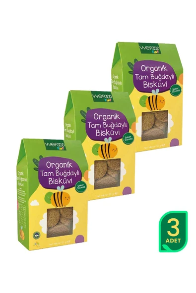 Wefood Kids Organik Tam Buğdaylı Bisküvi 55 Gr 3'lü