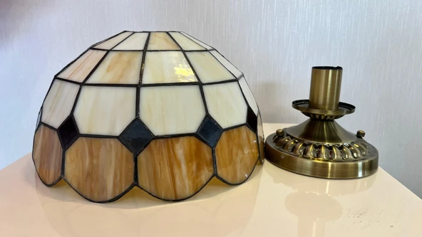 Yüceeller Tavan Vitray Eskitme Avize 30cm 12" Kahverengi - 2