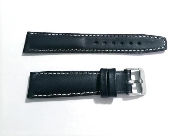 Fado Her Saate Uygun 18 MM Hakiki  Dana Derisi   ( 265) beyaz dikişli  koyu  mavi - Resim 2