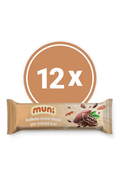 muni Kakao Çekirdekli Yer Fıstığı Barı, 40 G X 12 Adet