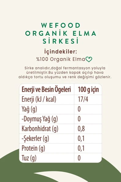 Wefood Organik Elma Sirkesi 500 ml 4'lü - 4