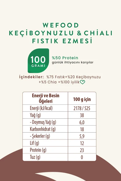 Wefood Keçiboynuzlu & Chialı Fıstık Ezmesi 300 g - 4