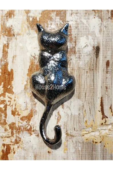 HOUSE2HOME Pirinç Kedi Kapı Tokmağı, Tak Tak, Krom