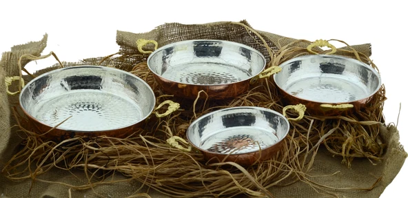 Bakır Dövme 4 lü Tava Seti Küpe Hediyeli - 2