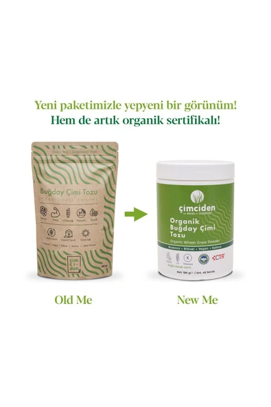 Çimciden Organik Buğday Çimi Tozu 180 gr - 45 Servis / Organic Wheat Grass Powder - 2