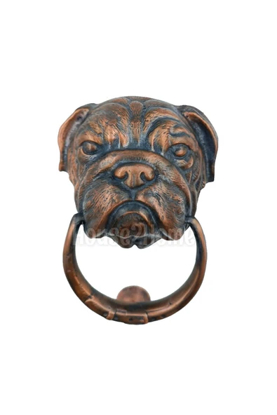 HOUSE2HOME El Yapımı Pirinç Buldoğ Köpek Kapı Tokmağı Bakır