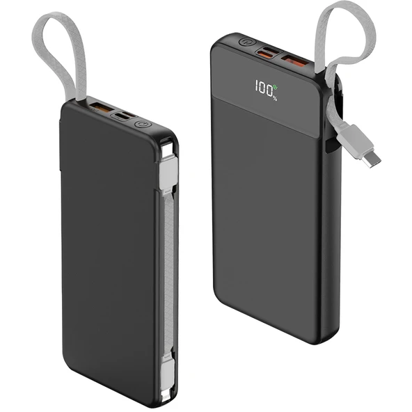 Pocket Power 10.000 mAh Siyah: LED Göstergeli, Çift Girişli Powerbank