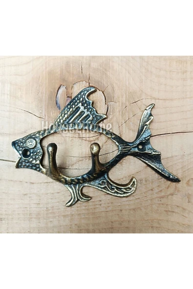 HOUSE2HOME El Yapımı Pirinç Duvar Askısı, Kanca Balık Antik Sarı ürün görseli