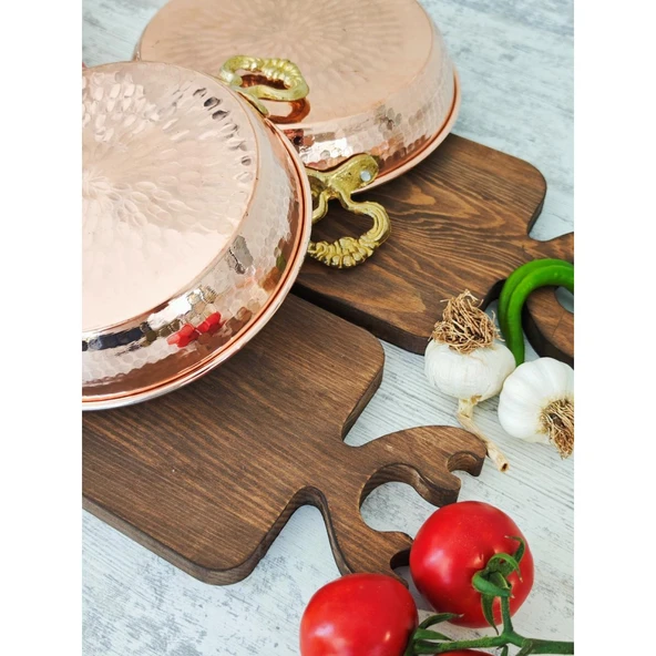 Bakır Dövme 4 lü Tava Seti Küpe Hediyeli - 6