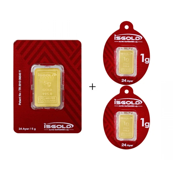 7 Gr (5+2) Külçe Altın IAR 24 Ayar ürün görseli 1