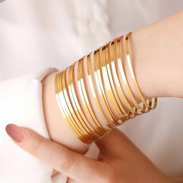 10 Gr(Gram) 22 Ayar Kibrit Çöpü Bilezik - Resim 3