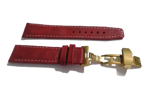 Fado Her Saate Uygun  Kelebek  Toka   24 MM    Hakiki Deri (257)  SARI TOKA KIRMIZI - Resim 4