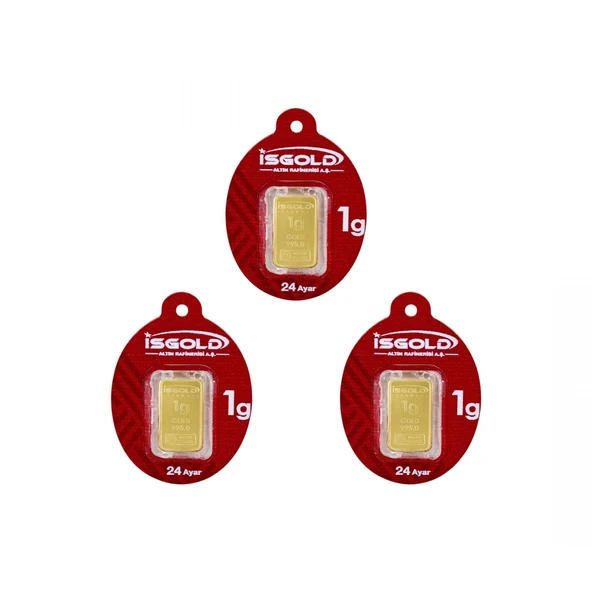 3 Adet 1 gr 24 Ayar Gram Altın ürün görseli 1