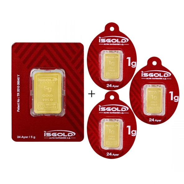 8 Gram (5+3) Külçe Altın 24 Ayar ürün görseli 1