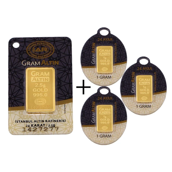 5,5 Gr (2,5+1+1+1) Külçe Altın IAR 24 Ayar
