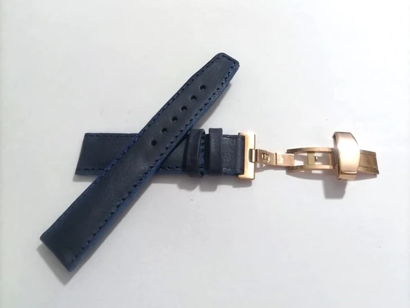 Fado Her Saate Uygun  Kelebek  Toka  20 mm   Hakiki Deri (242) ROSE TOKA  MAVİ