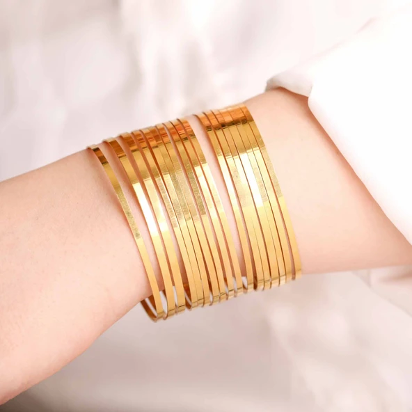 8 gr(gram) 22 Ayar Kibrit Çöpü Bilezik - Resim 3