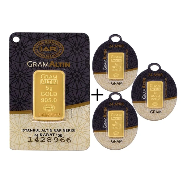 8 Gram (5+3) Külçe Altın 24 Ayar - Resim 3