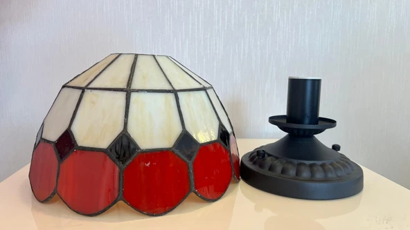 Yüceeller Tavan Vitray Avize 30cm 12" Kırmızı - 3