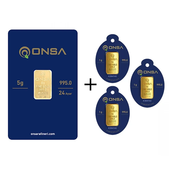 8 Gram (5+3) Külçe Altın 24 Ayar - Resim 4