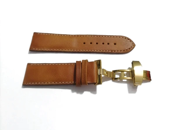 Fado Her Saate Uygun  Kelebek  Toka   24 MM    Hakiki Deri (252) SARI TOKA TABA - Resim 2