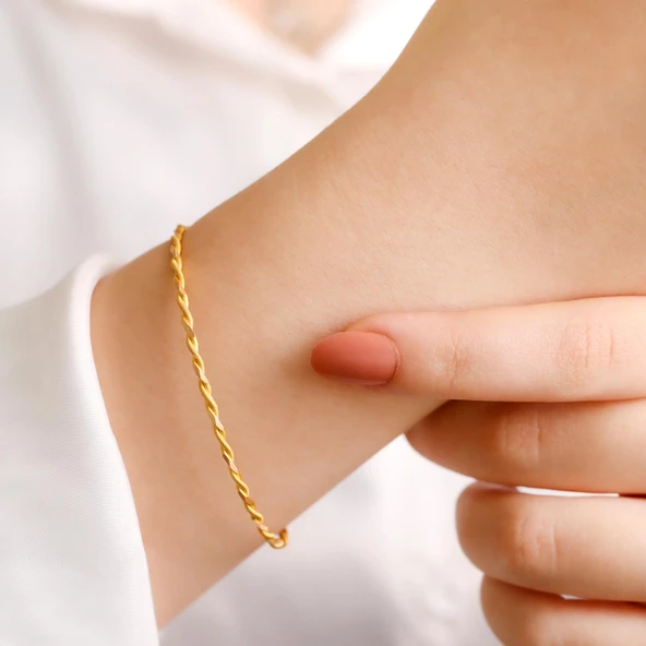 7 gr(gram) 22 Ayar İşçiliksiz  Paftalı Burma Bilezik - 2