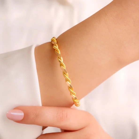 35 gr(gram) 22 Ayar İşçiliksiz Paftalı Burma Bilezik - Resim 2