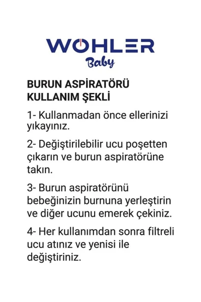 Wohler Nazal Burun Aspiratörü Yedek Uç 10 'lu Tek Tek Poşetli (OTRİ BEBE UYUMLU) - 4
