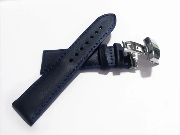 Fado Her Saate Uygun  Kelebek  Toka  22  mm   Hakiki Deri (233) GUMUŞ  TOKA  MAVİ