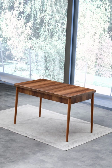 Lajibu Esila Serisi 80x130 Açılabilir Barok Mutfak Masası, Mutfak Masa Takımı, 6 Kahverengi Sandalye - 5