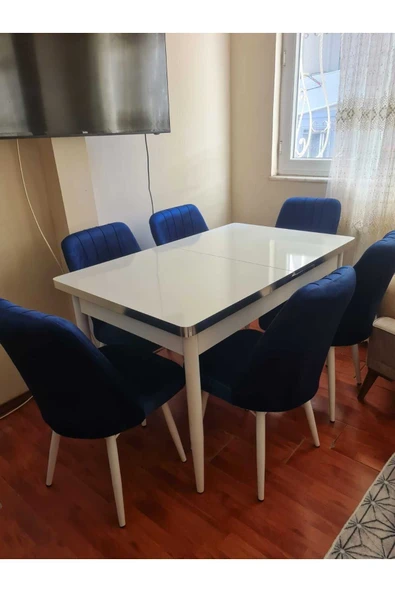Lajibu %100 Mdf Açılabilir Masa Sandalye Takımı 6 Kişilik Yemek Masası Takımı Masa Sandalye - 2