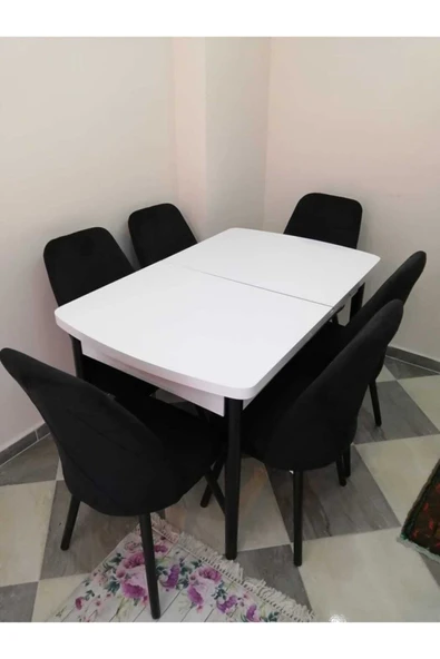 Lajibu %100 Mdf Açılabilir Masa Sandalye Takımı 6 Kişilik Yemek Masası Takımı Masa Sandalye