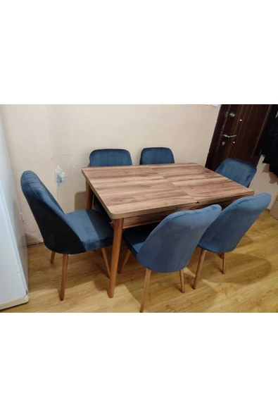 Lajibu %100 Mdf Açılabilir Masa Sandalye Takımı 6 Kişilik Yemek Masası Takımı Masa Sandalye