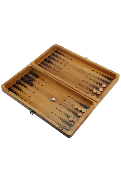 Cavint Store Bambu 3 Lü Oyun Seti Satranç Tavla Dama Büyük Boy 30 X 15 Cm - 3