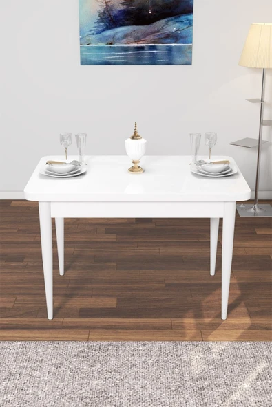 Lajibu Vov Beyaz 70x110 Mdf Sabit Mutfak Masası Takımı Yemek Masası Takımı 4 Adet Sandalye - 2