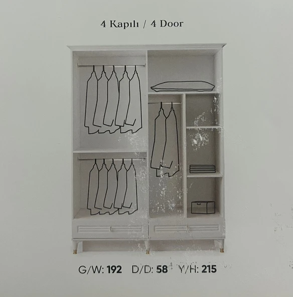 BAĞDAT MDF 4 KAPILI DOLAP - Resim 2