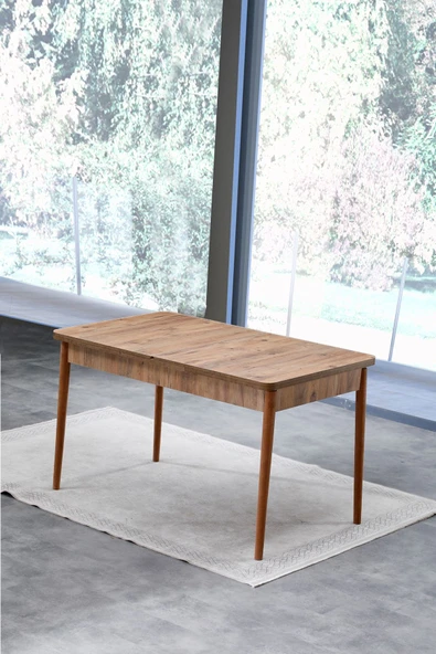 Lajibu Lajgo Serisi , 80x130 Açılabilir Atlantik Mutfak Masası 6 Gri Sandalye Nubuk Kumaş - 5
