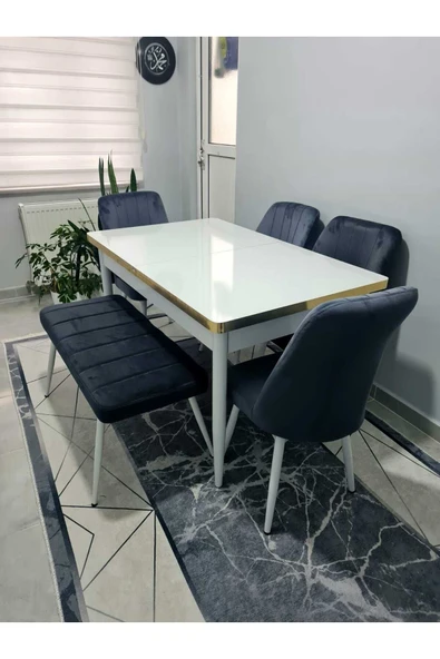 Lajibu %100 Mdf Açılabilir Masa Sandalye Takımı 6 Kişilik Yemek Masası Takımı Masa Sandalye